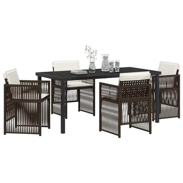 Grote foto vidaxl 5 delige tuinset met kussens poly rattan bruin tuin en terras tuinmeubelen