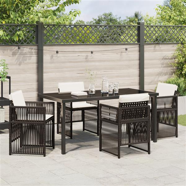 Grote foto vidaxl 5 delige tuinset met kussens poly rattan bruin tuin en terras tuinmeubelen