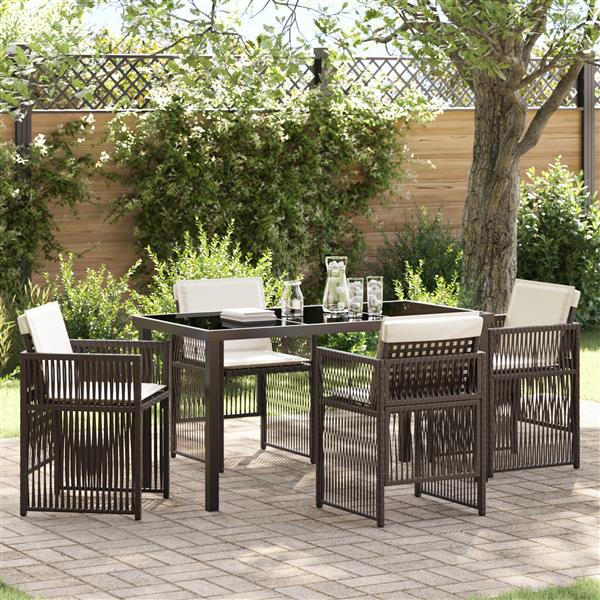 Grote foto vidaxl 5 delige tuinset met kussens poly rattan bruin tuin en terras tuinmeubelen