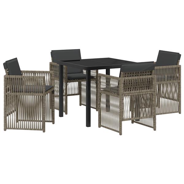 Grote foto vidaxl 5 delige tuinset met kussens poly rattan grijs tuin en terras tuinmeubelen