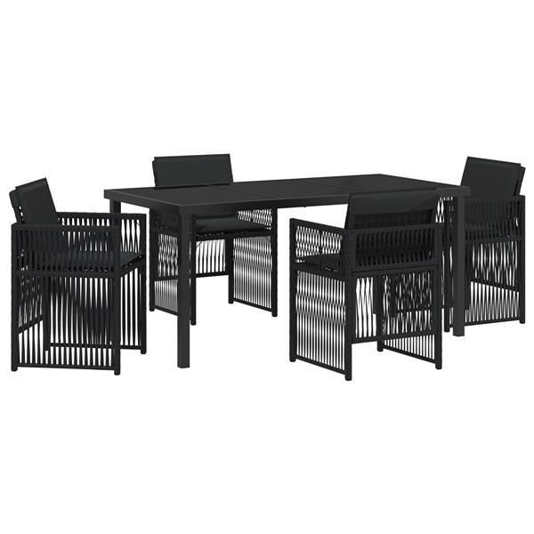 Grote foto vidaxl 5 delige tuinset met kussens poly rattan zwart tuin en terras tuinmeubelen