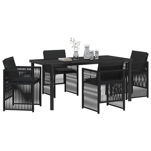 Grote foto vidaxl 5 delige tuinset met kussens poly rattan zwart tuin en terras tuinmeubelen