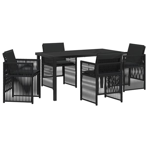 Grote foto vidaxl 5 delige tuinset met kussens poly rattan zwart tuin en terras tuinmeubelen