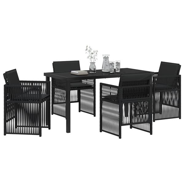 Grote foto vidaxl 5 delige tuinset met kussens poly rattan zwart tuin en terras tuinmeubelen