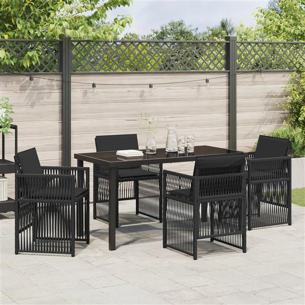 Grote foto vidaxl 5 delige tuinset met kussens poly rattan zwart tuin en terras tuinmeubelen