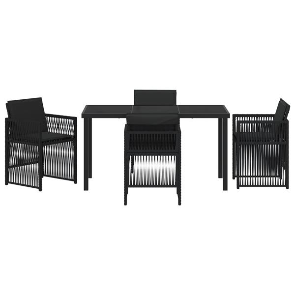 Grote foto vidaxl 5 delige tuinset met kussens poly rattan zwart tuin en terras tuinmeubelen