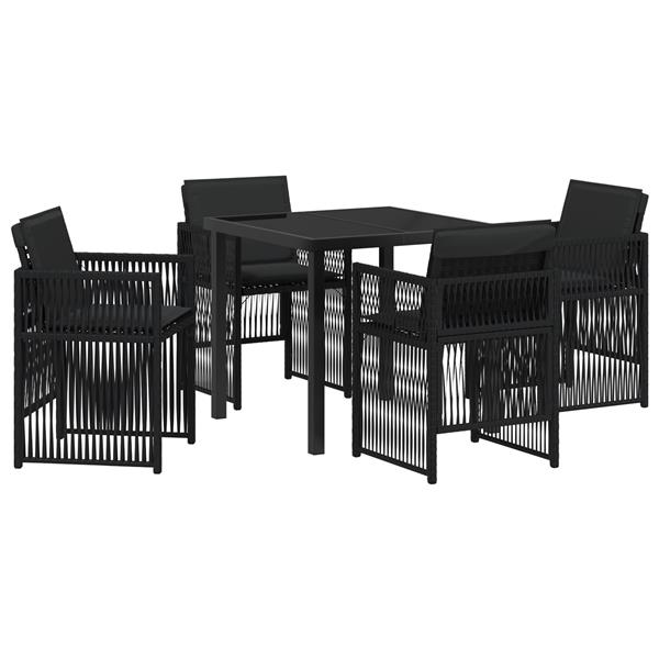 Grote foto vidaxl 5 delige tuinset met kussens poly rattan zwart tuin en terras tuinmeubelen