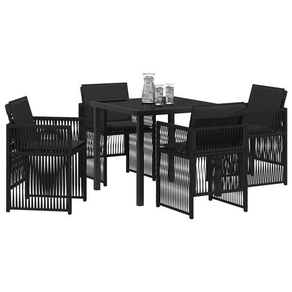 Grote foto vidaxl 5 delige tuinset met kussens poly rattan zwart tuin en terras tuinmeubelen