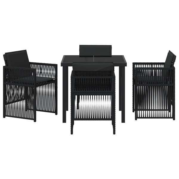 Grote foto vidaxl 5 delige tuinset met kussens poly rattan zwart tuin en terras tuinmeubelen