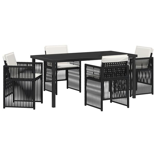 Grote foto vidaxl 5 delige tuinset met kussens poly rattan zwart tuin en terras tuinmeubelen