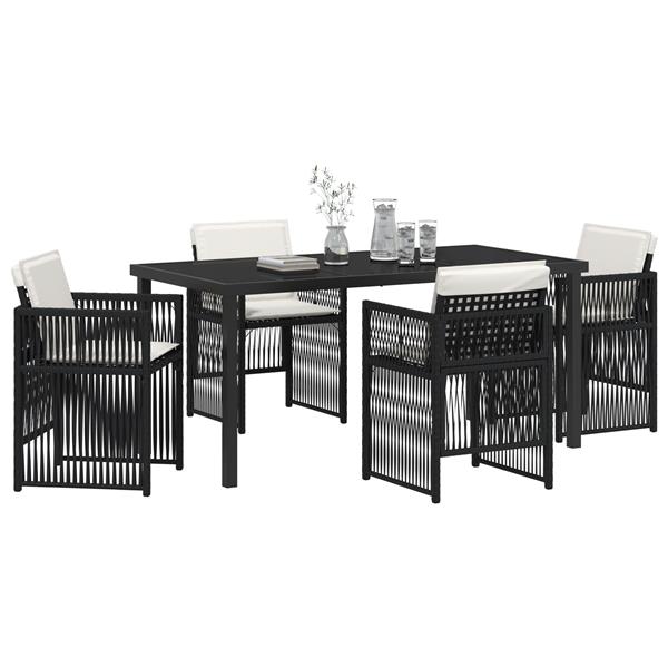 Grote foto vidaxl 5 delige tuinset met kussens poly rattan zwart tuin en terras tuinmeubelen