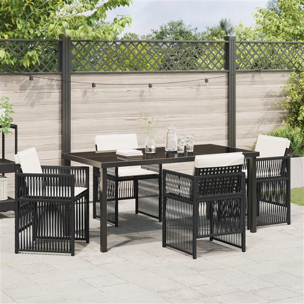 Grote foto vidaxl 5 delige tuinset met kussens poly rattan zwart tuin en terras tuinmeubelen