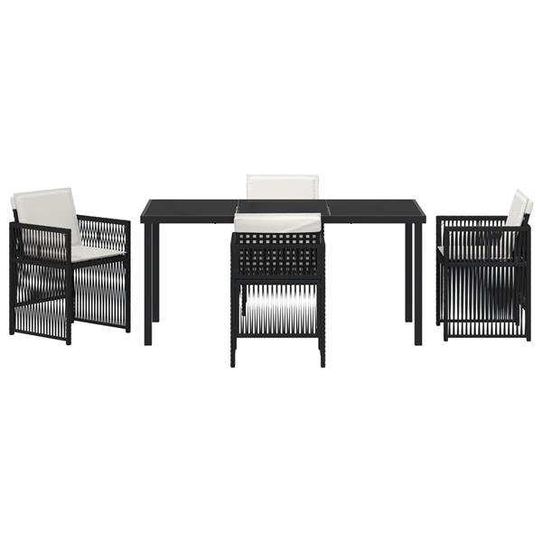 Grote foto vidaxl 5 delige tuinset met kussens poly rattan zwart tuin en terras tuinmeubelen