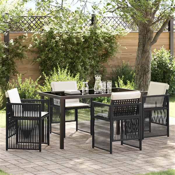 Grote foto vidaxl 5 delige tuinset met kussens poly rattan zwart tuin en terras tuinmeubelen