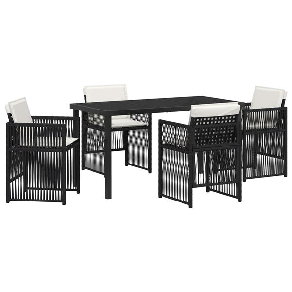 Grote foto vidaxl 5 delige tuinset met kussens poly rattan zwart tuin en terras tuinmeubelen