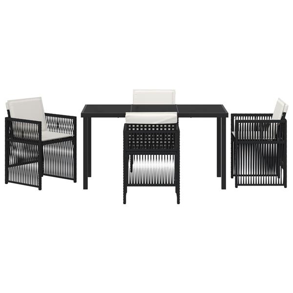 Grote foto vidaxl 5 delige tuinset met kussens poly rattan zwart tuin en terras tuinmeubelen