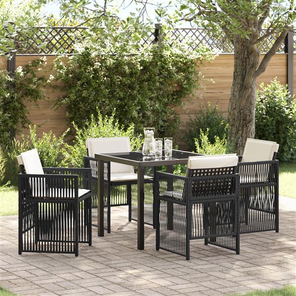 Grote foto vidaxl 5 delige tuinset met kussens poly rattan zwart tuin en terras tuinmeubelen