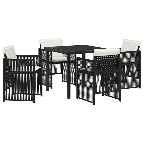 Grote foto vidaxl 5 delige tuinset met kussens poly rattan zwart tuin en terras tuinmeubelen