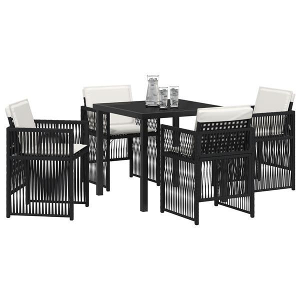 Grote foto vidaxl 5 delige tuinset met kussens poly rattan zwart tuin en terras tuinmeubelen