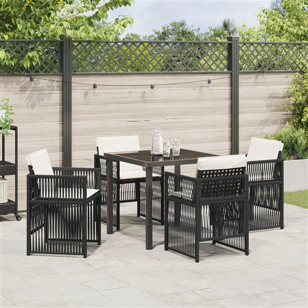Grote foto vidaxl 5 delige tuinset met kussens poly rattan zwart tuin en terras tuinmeubelen