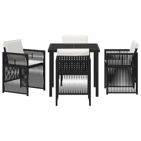 Grote foto vidaxl 5 delige tuinset met kussens poly rattan zwart tuin en terras tuinmeubelen