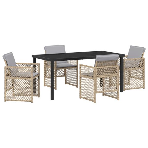 Grote foto vidaxl 5 delige tuinset met kussens poly rattan beige tuin en terras tuinmeubelen
