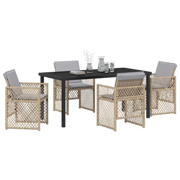 Grote foto vidaxl 5 delige tuinset met kussens poly rattan beige tuin en terras tuinmeubelen