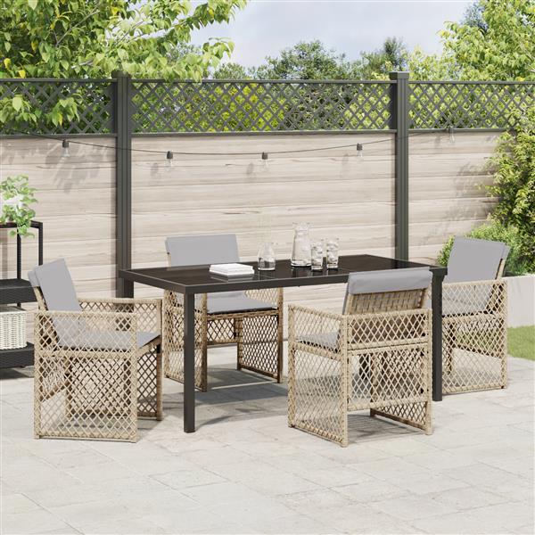 Grote foto vidaxl 5 delige tuinset met kussens poly rattan beige tuin en terras tuinmeubelen