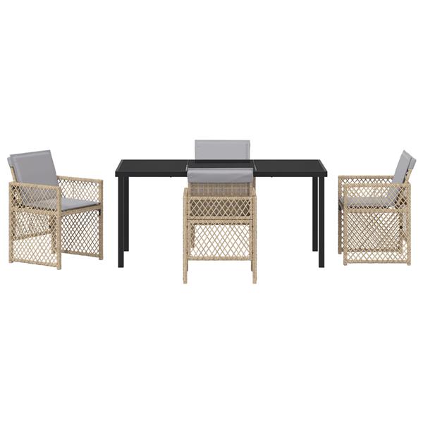 Grote foto vidaxl 5 delige tuinset met kussens poly rattan beige tuin en terras tuinmeubelen