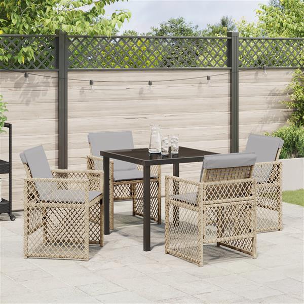 Grote foto vidaxl 5 delige tuinset met kussens poly rattan beige tuin en terras tuinmeubelen