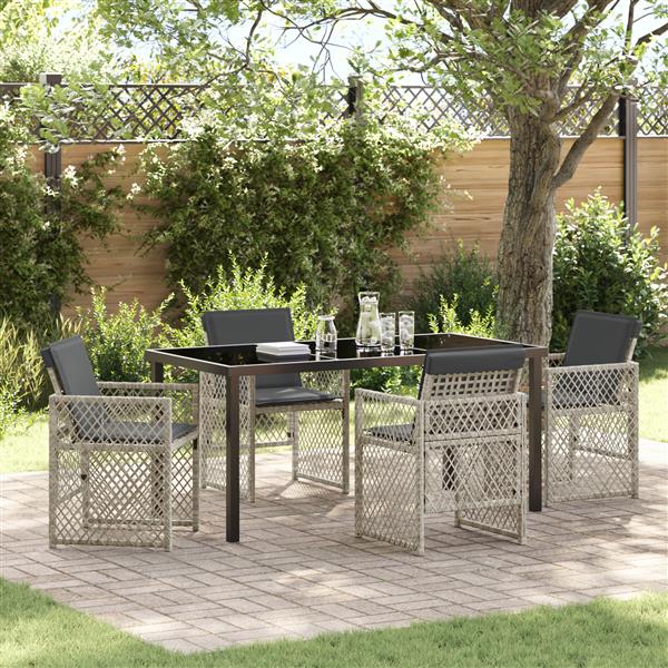 Grote foto vidaxl 5 delige tuinset met kussens poly rattan lichtgrijs tuin en terras tuinmeubelen