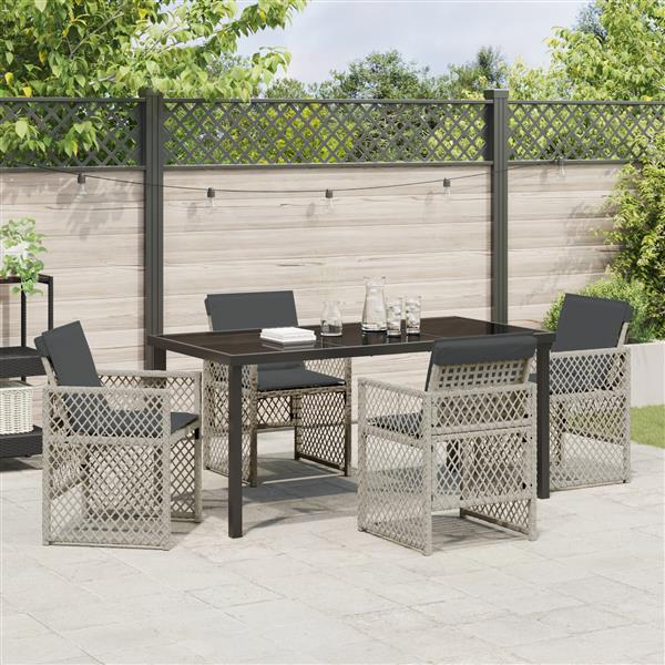 Grote foto vidaxl 5 delige tuinset met kussens poly rattan lichtgrijs tuin en terras tuinmeubelen