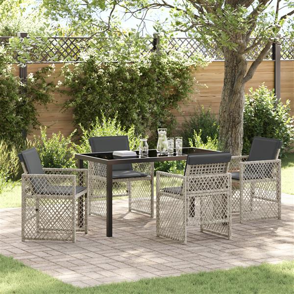 Grote foto vidaxl 5 delige tuinset met kussens poly rattan lichtgrijs tuin en terras tuinmeubelen