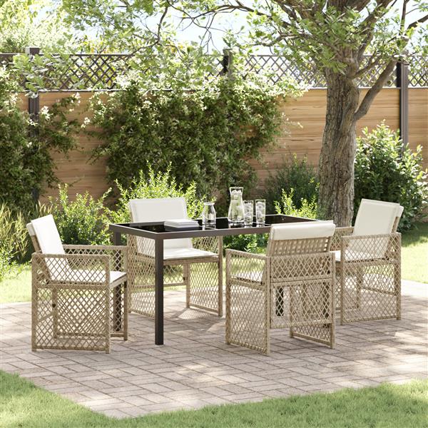 Grote foto vidaxl 5 persoons tuinset met kussens poly rattan beige tuin en terras tuinmeubelen