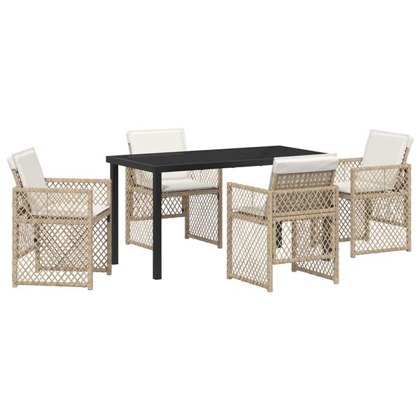 Grote foto vidaxl 5 persoons tuinset met kussens poly rattan beige tuin en terras tuinmeubelen