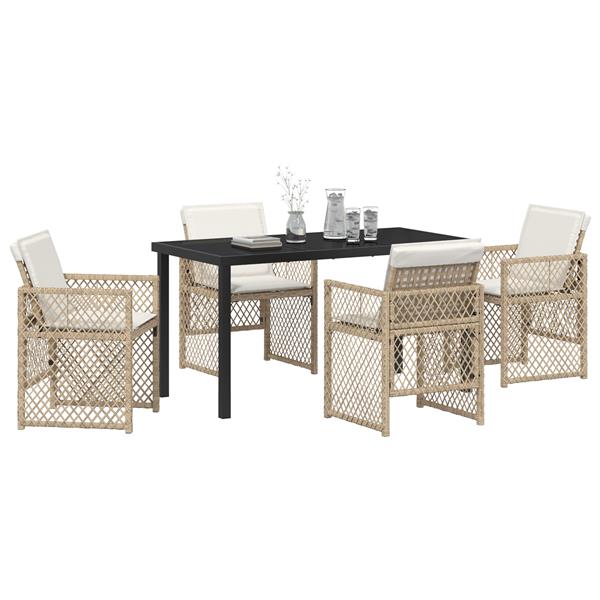 Grote foto vidaxl 5 persoons tuinset met kussens poly rattan beige tuin en terras tuinmeubelen
