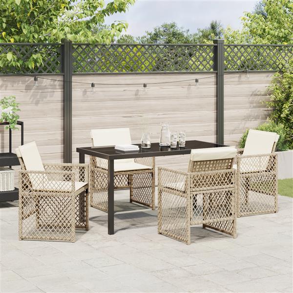 Grote foto vidaxl 5 persoons tuinset met kussens poly rattan beige tuin en terras tuinmeubelen