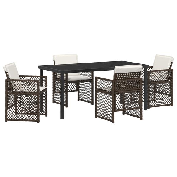 Grote foto vidaxl 5 delige tuinset met kussens poly rattan bruin tuin en terras tuinmeubelen