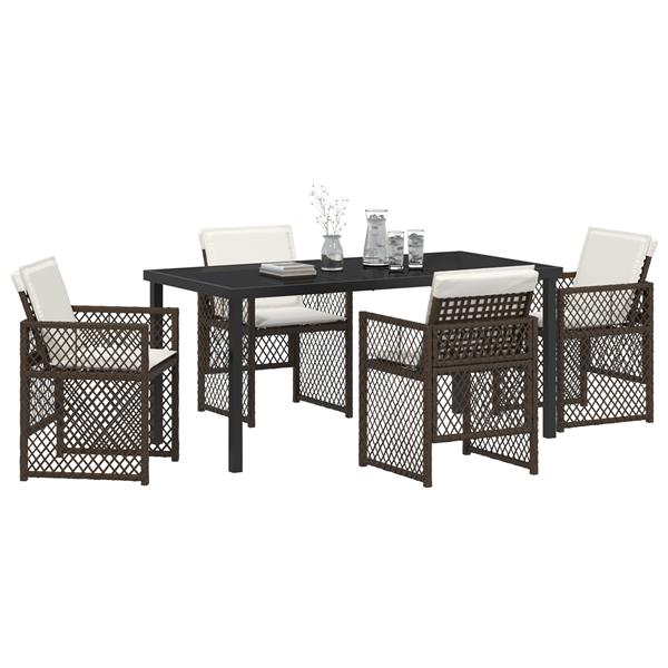 Grote foto vidaxl 5 delige tuinset met kussens poly rattan bruin tuin en terras tuinmeubelen