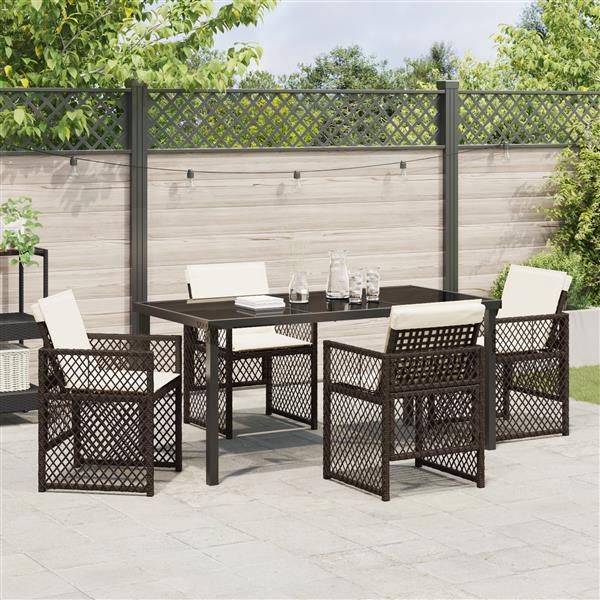 Grote foto vidaxl 5 delige tuinset met kussens poly rattan bruin tuin en terras tuinmeubelen