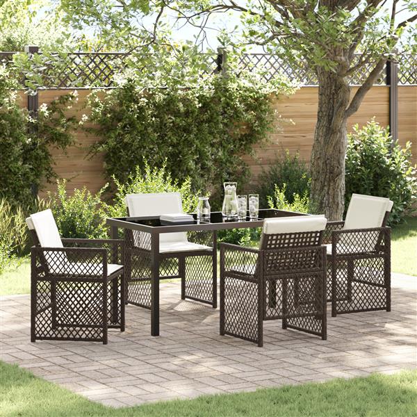 Grote foto vidaxl 5 delige tuinset met kussens poly rattan bruin tuin en terras tuinmeubelen