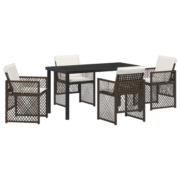 Grote foto vidaxl 5 delige tuinset met kussens poly rattan bruin tuin en terras tuinmeubelen