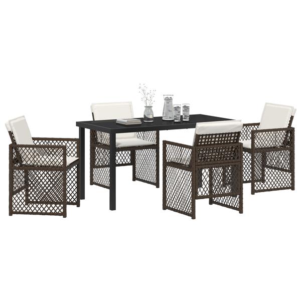 Grote foto vidaxl 5 delige tuinset met kussens poly rattan bruin tuin en terras tuinmeubelen