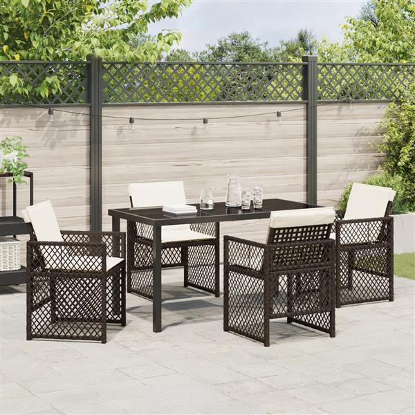 Grote foto vidaxl 5 delige tuinset met kussens poly rattan bruin tuin en terras tuinmeubelen