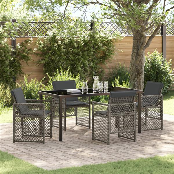 Grote foto vidaxl 5 delige tuinset met kussens poly rattan grijs tuin en terras tuinmeubelen