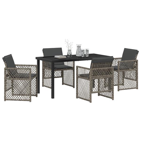 Grote foto vidaxl 5 delige tuinset met kussens poly rattan grijs tuin en terras tuinmeubelen