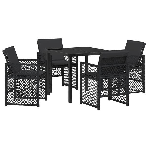 Grote foto vidaxl 5 delige tuinset met kussens poly rattan zwart tuin en terras tuinmeubelen