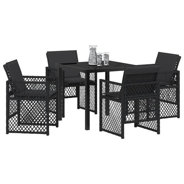 Grote foto vidaxl 5 delige tuinset met kussens poly rattan zwart tuin en terras tuinmeubelen