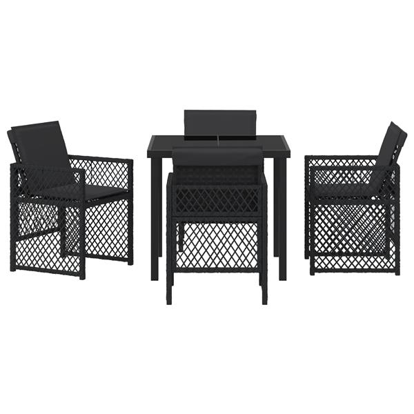 Grote foto vidaxl 5 delige tuinset met kussens poly rattan zwart tuin en terras tuinmeubelen
