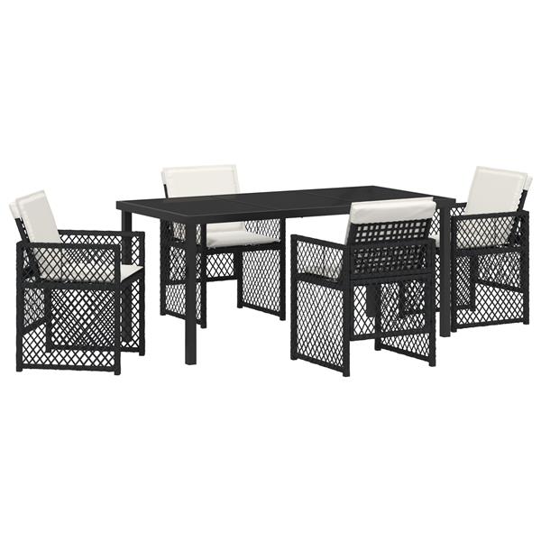 Grote foto vidaxl 5 delige tuinset met kussens poly rattan zwart tuin en terras tuinmeubelen